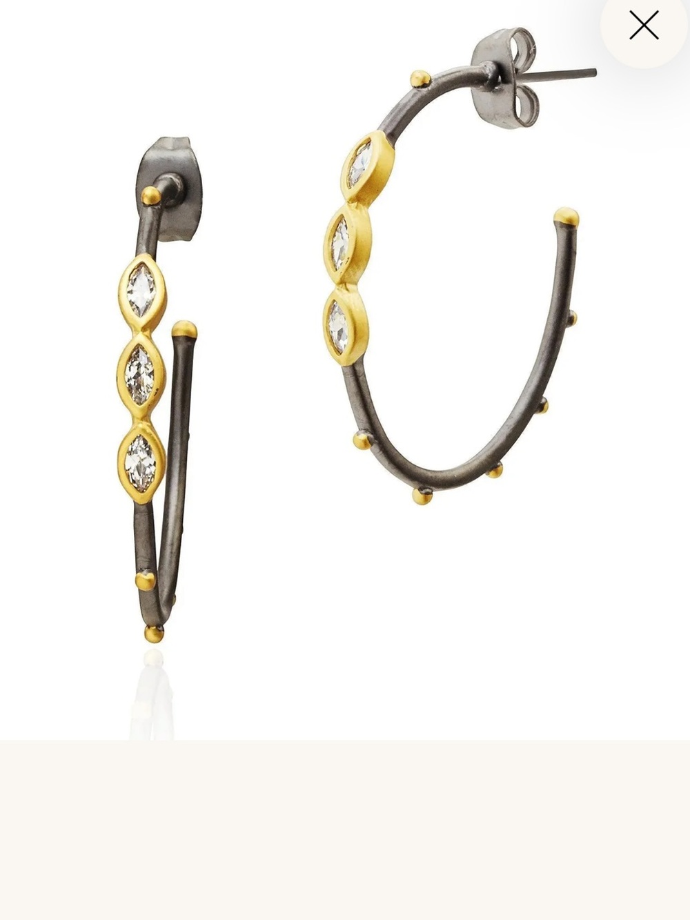 Freida Rothman OVAL MARQUISE HOOP EARRINGS
